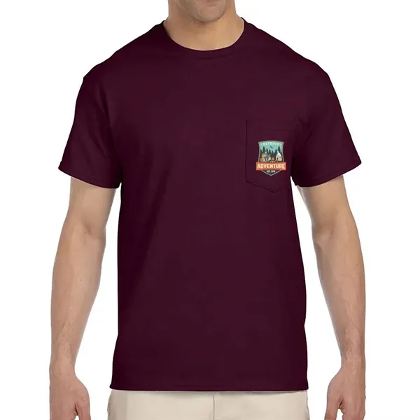 Gildan adult pre-shrunk 100% Ultra Cotton T-shirt with 5-point pocket with... from ASI 39552 BEL Promo