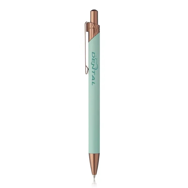 Aluminum ballpoint pen with geometric design on top barrel.... from ASI 39552 BEL Promo