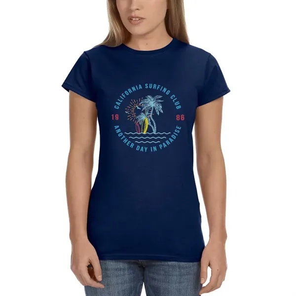 Ladies Gildan junior fit t-shirt offered in many sizes and colors.... from ASI 39552 BEL Promo