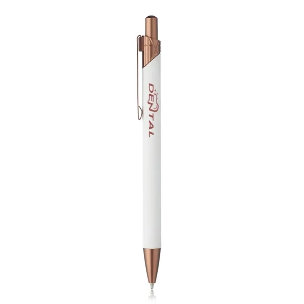Aluminum ballpoint pen with geometric design on top barrel.... from ASI 39552 BEL Promo
