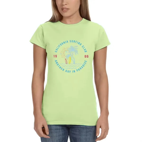 Ladies Gildan junior fit t-shirt offered in many sizes and colors.... from ASI 39552 BEL Promo