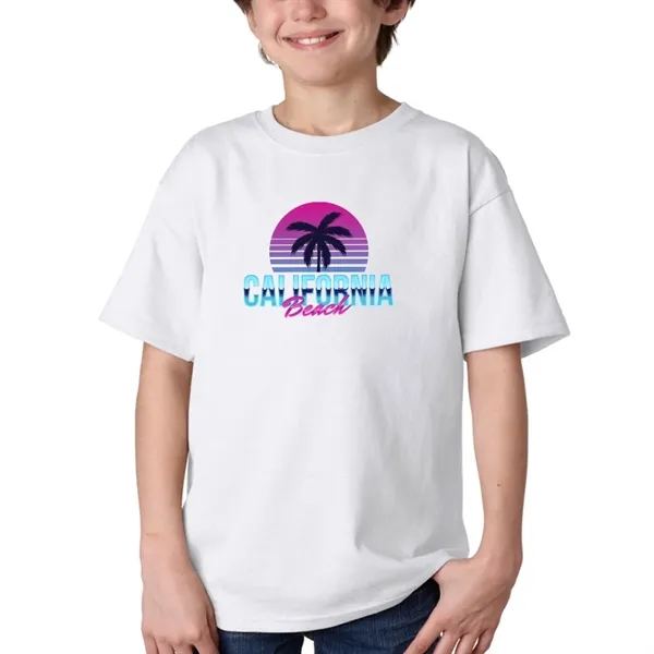 Gildan Youth pre-shrunk cotton T-shirt with double-needle sleeves and hem and... from ASI 39552 BEL Promo