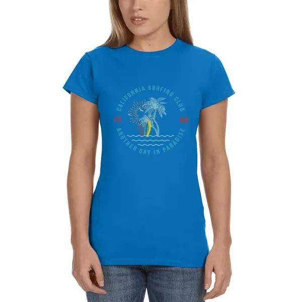 Ladies Gildan junior fit t-shirt offered in many sizes and colors.... from ASI 39552 BEL Promo