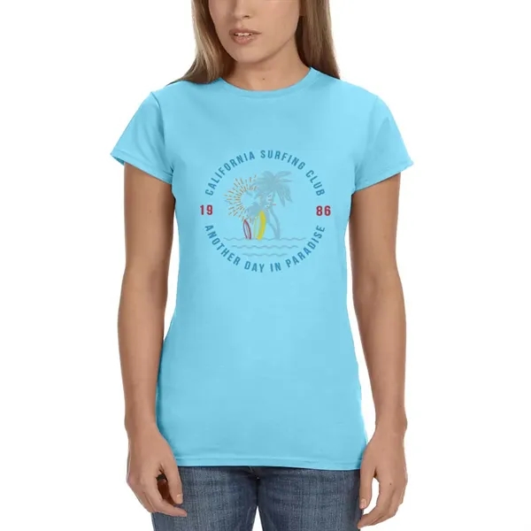 Ladies Gildan junior fit t-shirt offered in many sizes and colors.... from ASI 39552 BEL Promo