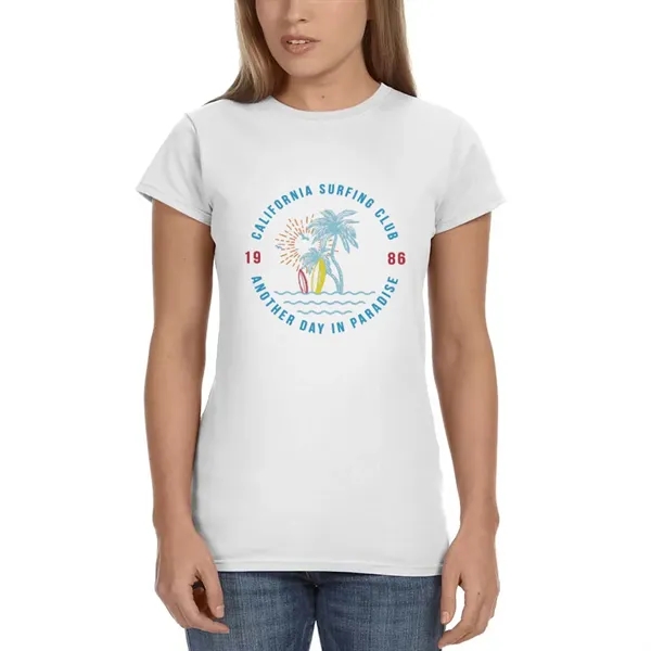 Ladies Gildan junior fit t-shirt offered in many sizes and colors.... from ASI 39552 BEL Promo