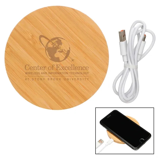 Bamboo 15w Qi wireless puck smartphone charging pad... from ASI 57655 STOPNGO Line