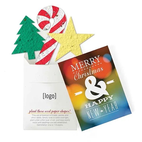 Recycled cardstock sleeve containing 3 die-cut seed paper shapes that will... from ASI 40646 Bloomin Promotions / Bloomin' Promotions™