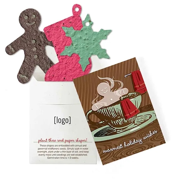 Recycled cardstock sleeve containing 3 die-cut seed paper shapes that will... from ASI 40646 Bloomin Promotions / Bloomin' Promotions™