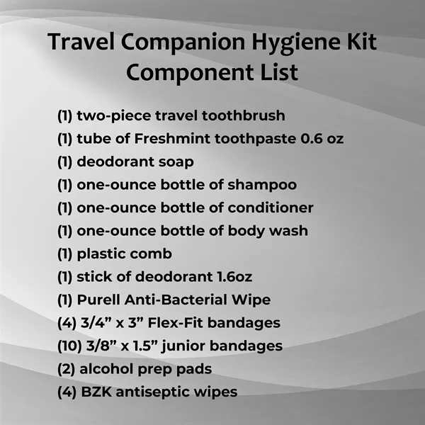 Travel hygiene kit with a case and hygiene products.... from ASI 84514 Safety Made