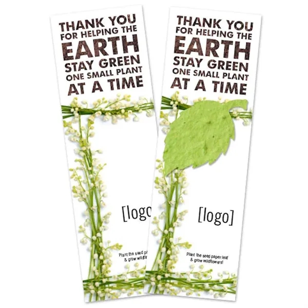 A colorful seed paper shape adorns a custom-printed bookmark for a... from ASI 40646 Bloomin Promotions / Bloomin' Promotions™