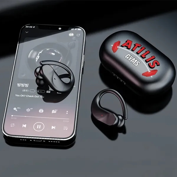 Hendrix Waterproof Earhook TWS Earbuds showcases comfortable earhook design for comfort... from ASI 90154 Sunjoy Group Inc
