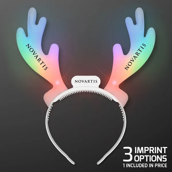 Blank or imprinted. LED Reindeer Antlers Color Change Headband, One Size... from ASI 34194 ALightPromos / Alight Promotional Products