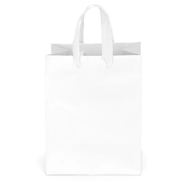 Premium-weight matte-laminated bag with woven handles and fold-over top.... from ASI 37940 Bag Makers Inc