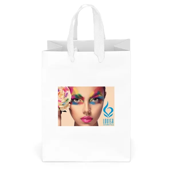 Premium-weight matte-laminated bag with woven handles and fold-over top.... from ASI 37940 Bag Makers Inc