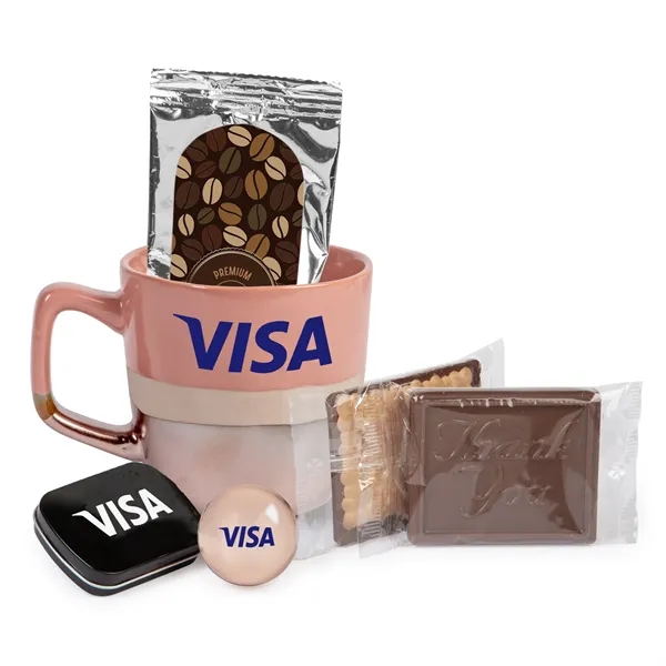 Gift set including 16 oz. mug, coffee packet, two cookies, mints... from ASI 44900 NC Custom (CI/Lanco) / Chocolate Inn