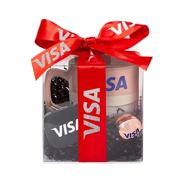 Gift set including 16 oz. mug, coffee packet, two cookies, mints... from ASI 44900 NC Custom (CI/Lanco) / Chocolate Inn