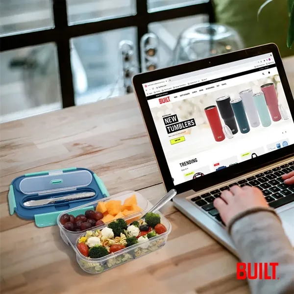 The BUILT® 2 Compartment Bento Lunch Box w/Ice Pack features a... from ASI 84592 St Regis Group