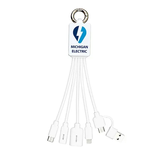 Silicone charging hub with assorted USB connectors and metal carabiner clip.... from ASI 62660 Innovation Line