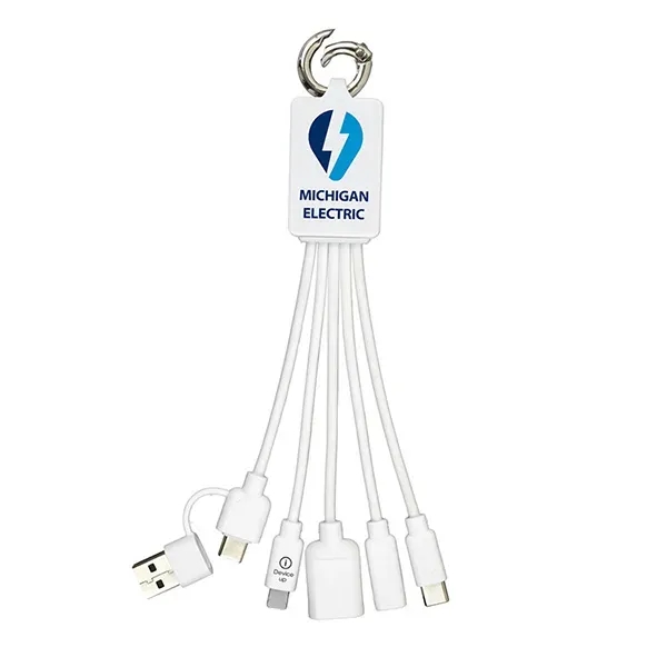 Silicone charging hub with assorted USB connectors and metal carabiner clip.... from ASI 62660 Innovation Line