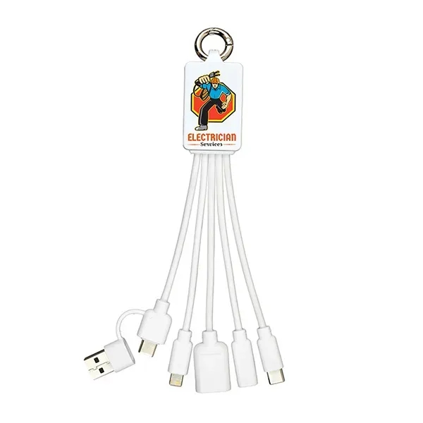 Silicone charging hub with assorted USB connectors and metal carabiner clip.... from ASI 62660 Innovation Line