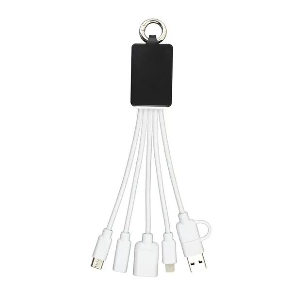 Silicone charging hub with assorted USB connectors and metal carabiner clip.... from ASI 62660 Innovation Line