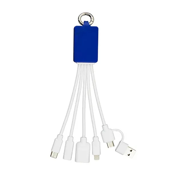 Silicone charging hub with assorted USB connectors and metal carabiner clip.... from ASI 62660 Innovation Line