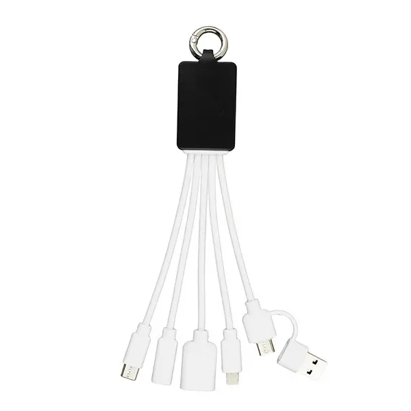 Silicone charging hub with assorted USB connectors and metal carabiner clip.... from ASI 62660 Innovation Line