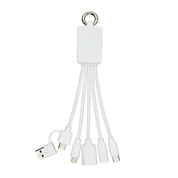 Silicone charging hub with assorted USB connectors and metal carabiner clip.... from ASI 62660 Innovation Line