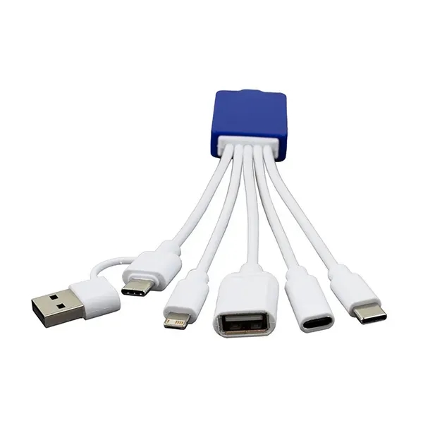 Silicone charging hub with assorted USB connectors and metal carabiner clip.... from ASI 62660 Innovation Line