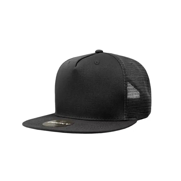 5-panel trucker cap with cotton front, mesh back, flat bill, and... from ASI 72657 Active Life Promo