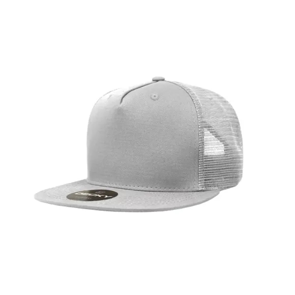 5-panel trucker cap with cotton front, mesh back, flat bill, and... from ASI 72657 Active Life Promo