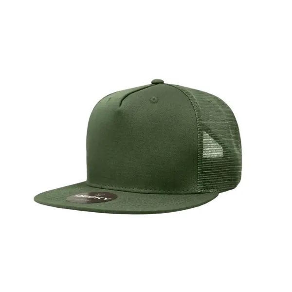 5-panel trucker cap with cotton front, mesh back, flat bill, and... from ASI 72657 Active Life Promo