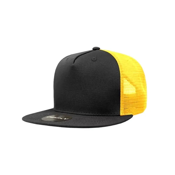 5-panel trucker cap with cotton front, mesh back, flat bill, and... from ASI 72657 Active Life Promo