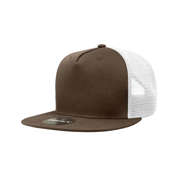 5-panel trucker cap with cotton front, mesh back, flat bill, and... from ASI 72657 Active Life Promo