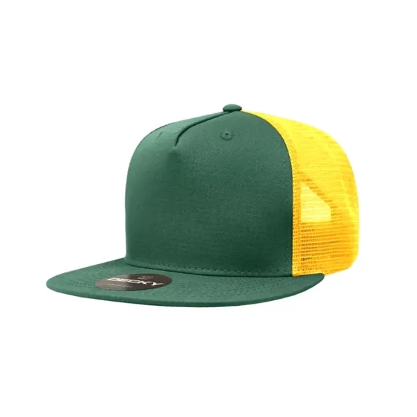 5-panel trucker cap with cotton front, mesh back, flat bill, and... from ASI 72657 Active Life Promo