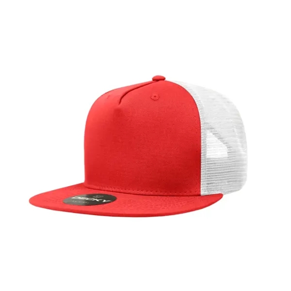 5-panel trucker cap with cotton front, mesh back, flat bill, and... from ASI 72657 Active Life Promo