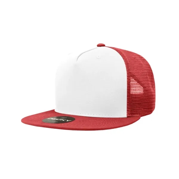5-panel trucker cap with cotton front, mesh back, flat bill, and... from ASI 72657 Active Life Promo