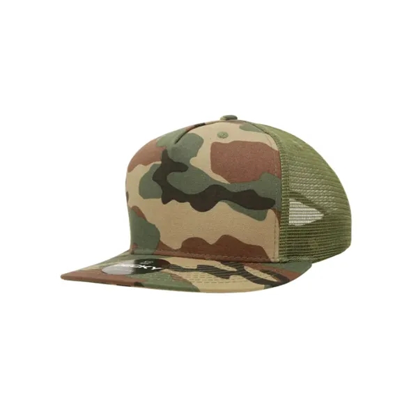 5-panel trucker cap with cotton front, mesh back, flat bill, and... from ASI 72657 Active Life Promo