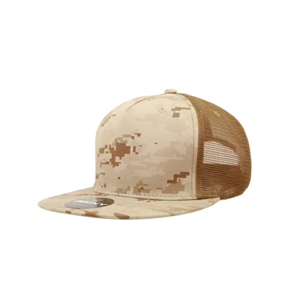 5-panel trucker cap with cotton front, mesh back, flat bill, and... from ASI 72657 Active Life Promo