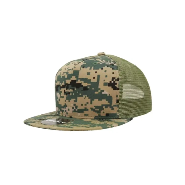 5-panel trucker cap with cotton front, mesh back, flat bill, and... from ASI 72657 Active Life Promo
