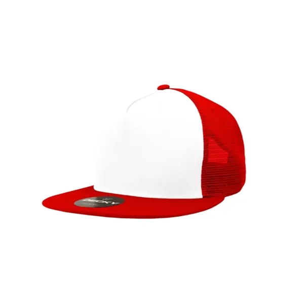5-panel trucker cap with cotton front, mesh back, flat bill, and... from ASI 72657 Active Life Promo