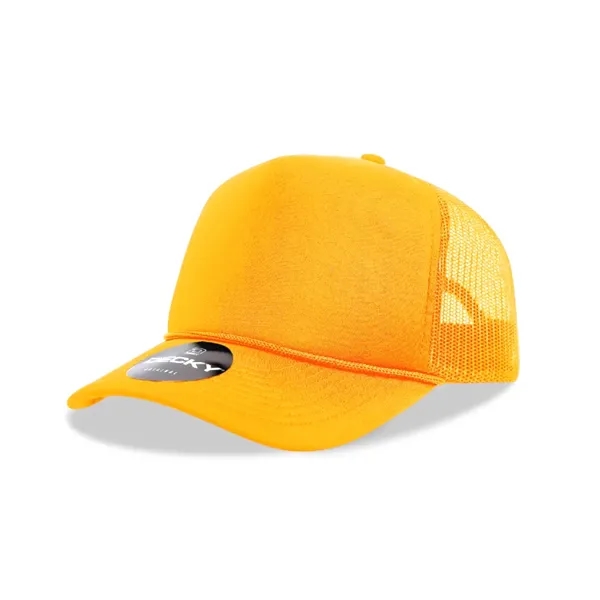 5-panel foam trucker hat with mesh back, curved visor, and snapback... from ASI 72657 Active Life Promo