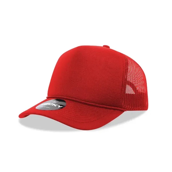5-panel foam trucker hat with mesh back, curved visor, and snapback... from ASI 72657 Active Life Promo