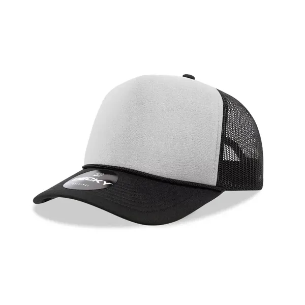 5-panel foam trucker hat with mesh back, curved visor, and snapback... from ASI 72657 Active Life Promo