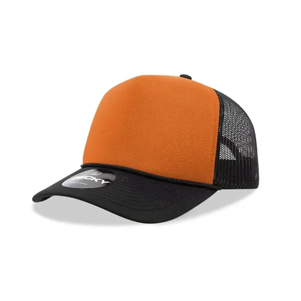 5-panel foam trucker hat with mesh back, curved visor, and snapback... from ASI 72657 Active Life Promo