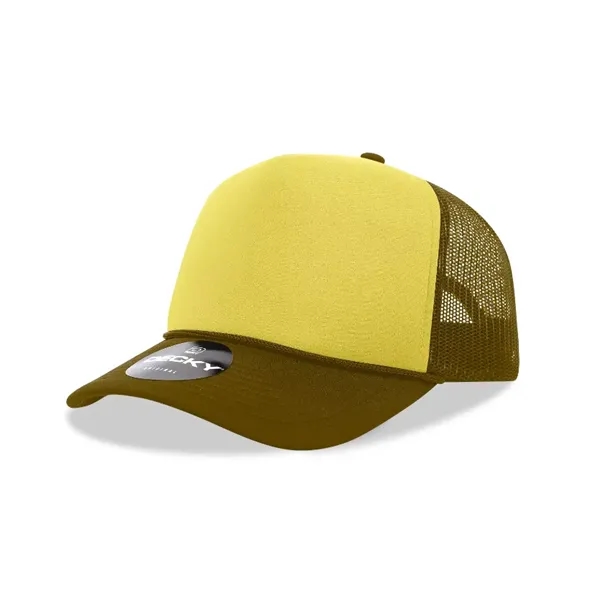 5-panel foam trucker hat with mesh back, curved visor, and snapback... from ASI 72657 Active Life Promo