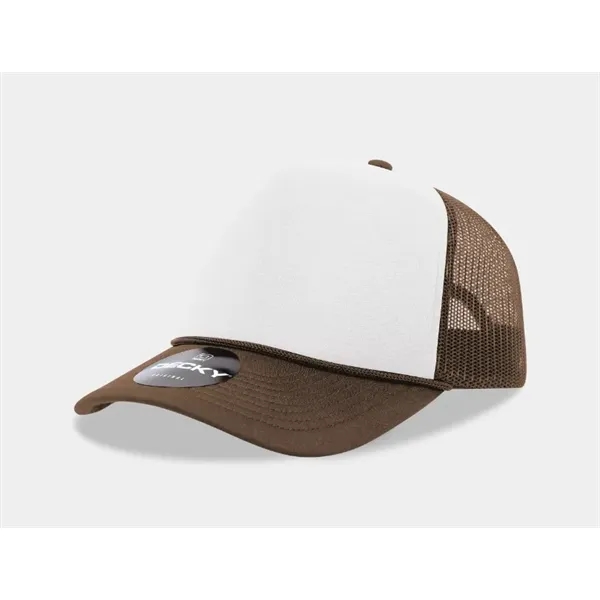5-panel foam trucker hat with mesh back, curved visor, and snapback... from ASI 72657 Active Life Promo
