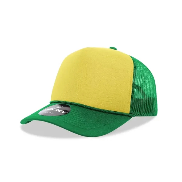 5-panel foam trucker hat with mesh back, curved visor, and snapback... from ASI 72657 Active Life Promo