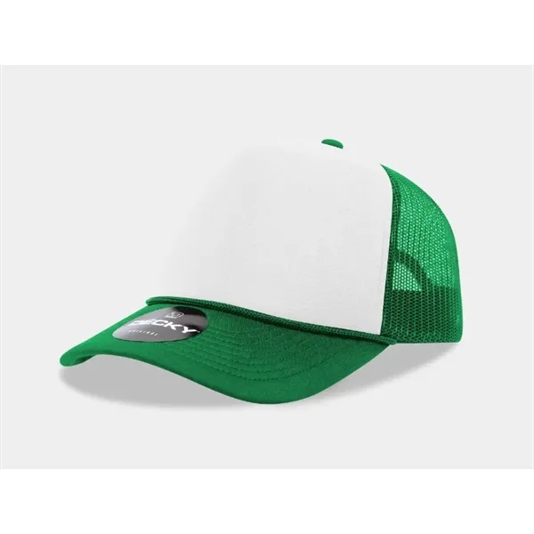 5-panel foam trucker hat with mesh back, curved visor, and snapback... from ASI 72657 Active Life Promo