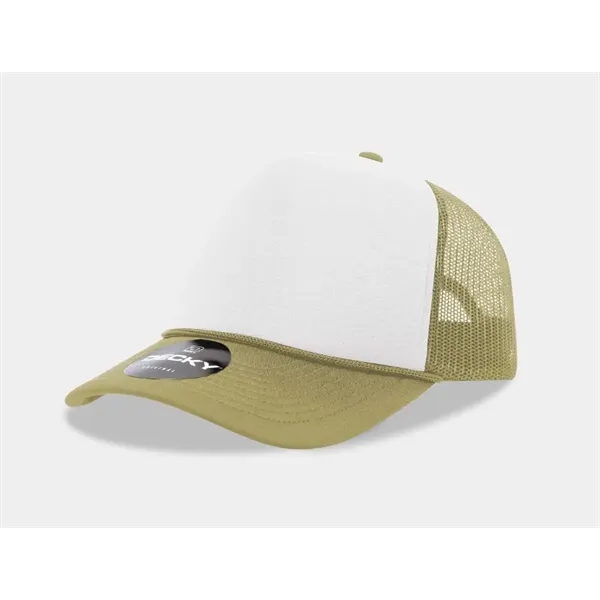 5-panel foam trucker hat with mesh back, curved visor, and snapback... from ASI 72657 Active Life Promo